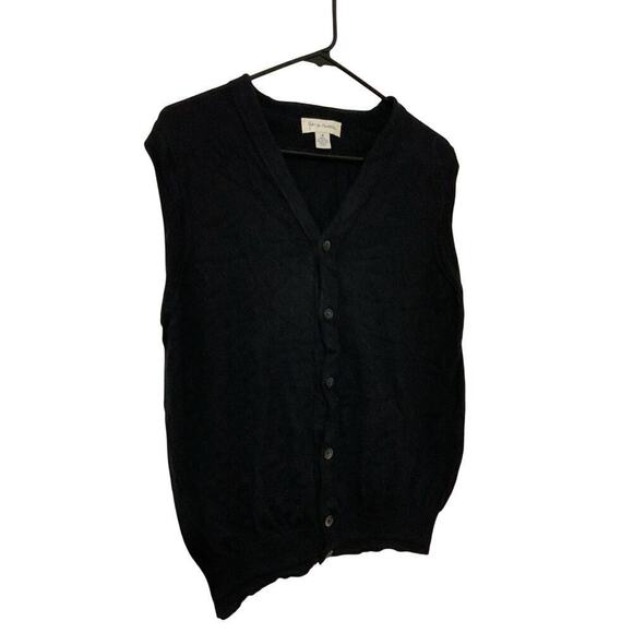 John W. Nordstrom Merino Wool Button Front Black Vest Sz Medium Office Siren - Picture 4 of 8